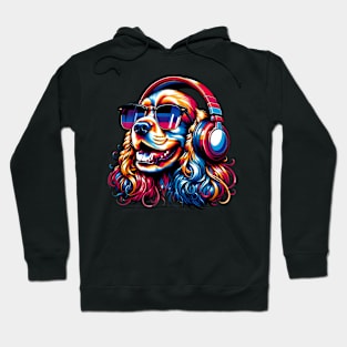 Grinning Cocker Spaniel as a Stylish Smiling DJ Hoodie